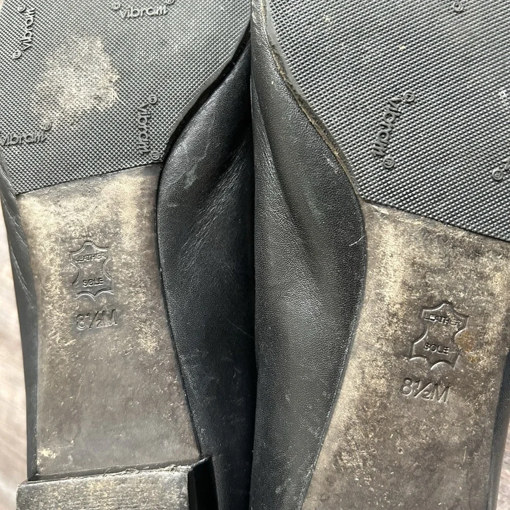 TORY BURCH Black Chelsea Leather Ballet Flats Shoes Womens Sz 8.5M